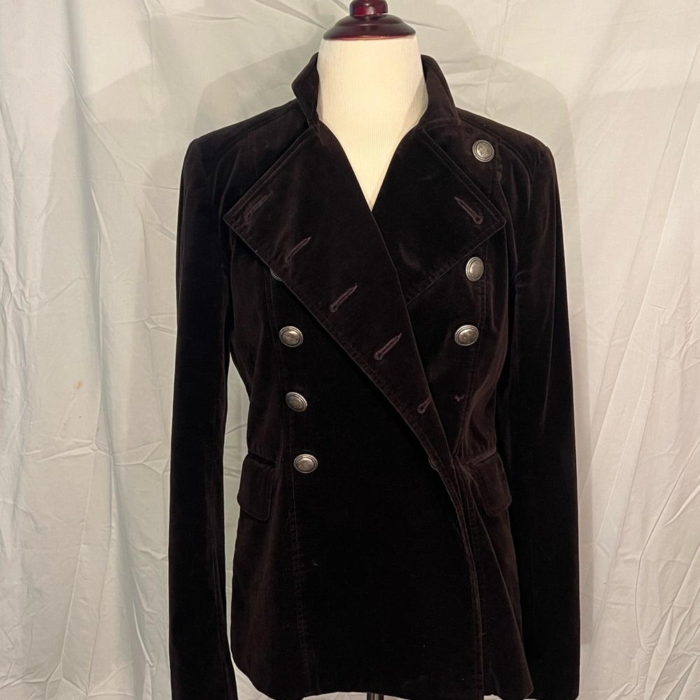 Theory Dark Brown Velvet Blazer with Silver Buttons